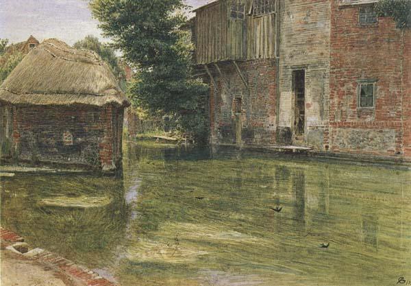 Albert Goodwin,RWS Old Mill,Near Winchester (mk46) oil painting image